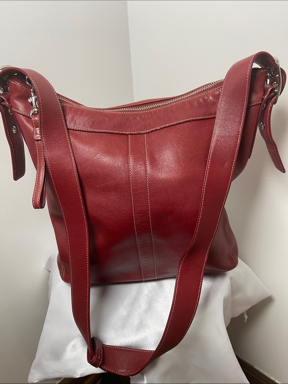 Red leather authentic Coach